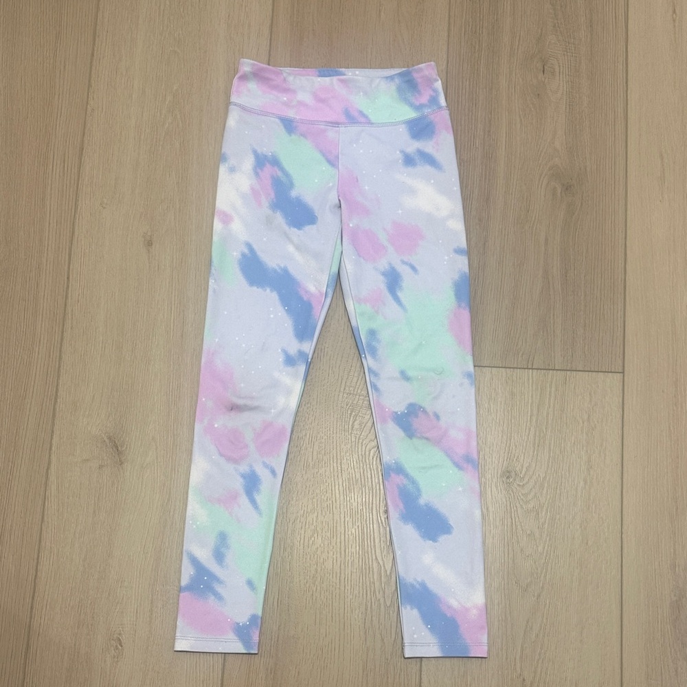 Crewcuts Active J Crew Girls Leggings Youth Size 8 Blue Purple Green Cosmic